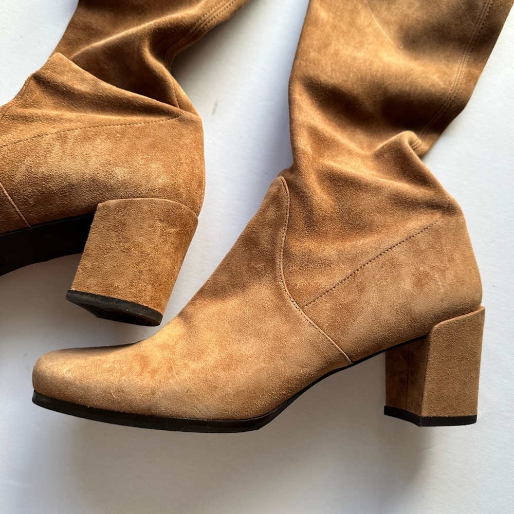 Stuart Weitzman Hinterland Tan Suede Block Heel O… - image 6